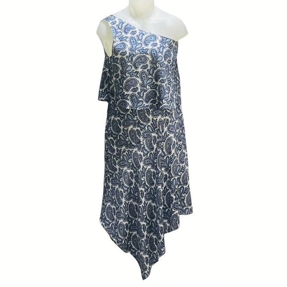 BANANA REPUBLIC Dress Size 8 Blue and White Paisley Size 8 - Picture 1 of 12